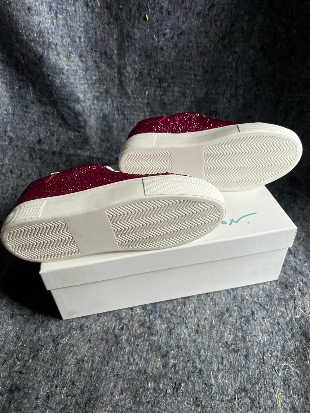 Betsey Johnson Sidny Red beaded Platform Sneakers with White Soles
